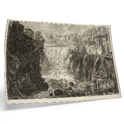 Stijlvolle wandposter Gezicht op de Grote Cascade in Tivoli, uit Views of Rome van Giovanni Battista Piranesi