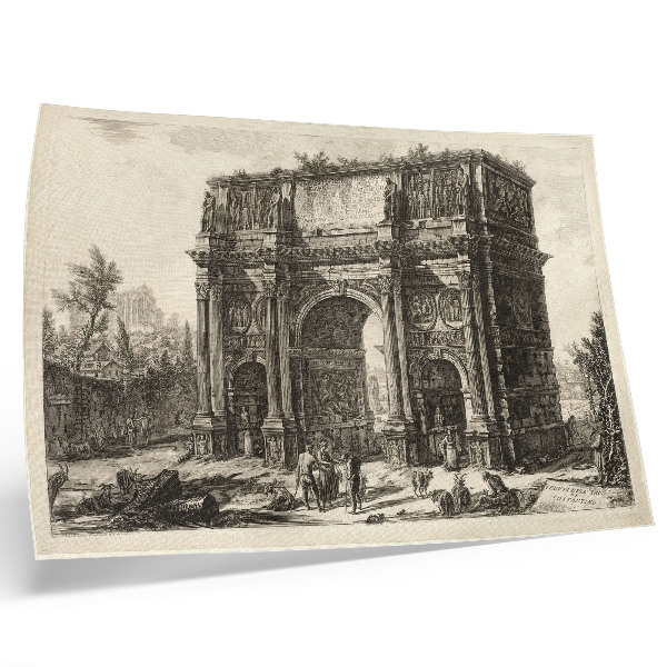 Moderne decoratieve poster Gezicht op de Boog van Constantijn uit Giovanni Battista Piranesi's