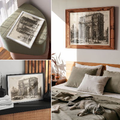 Moderne decoratieve poster Gezicht op de Boog van Constantijn uit Giovanni Battista Piranesi's 