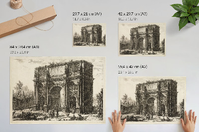 Moderne decoratieve poster Gezicht op de Boog van Constantijn uit Giovanni Battista Piranesi's 