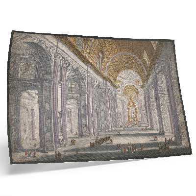 Poster Gezicht op het interieur van de Sint Pietersbasiliek te Vaticaanstad door anoniem en Giovanni Battista Piranesi