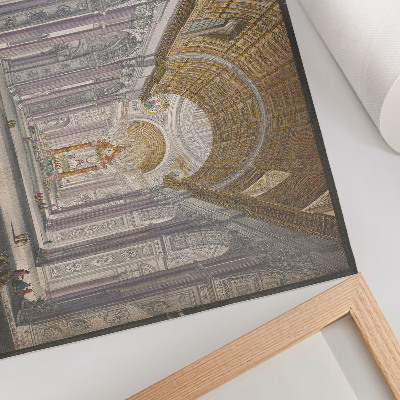 Poster Gezicht op het interieur van de Sint Pietersbasiliek te Vaticaanstad door anoniem en Giovanni Battista Piranesi