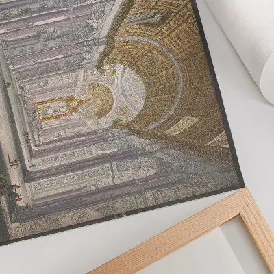 Poster van het interieur van de Sint-Pietersbasiliek naar een ontwerp van anoniem en Giovanni Battista Piranesi