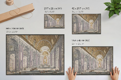 Poster Gezicht op het interieur van de Sint Pietersbasiliek te Vaticaanstad door anoniem en Giovanni Battista Piranesi