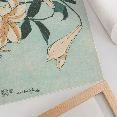 Moderne decoratieve poster Lelies van Katsushika Hokusai in hoge resolutie uit ca. 1833-1834