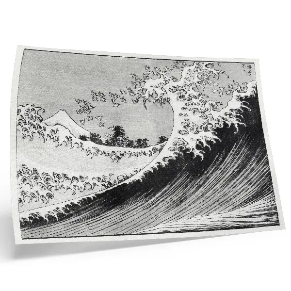 Stijlvolle wandposter Honderd gezichten op de berg Fuji uit 1835 van Hokusai, vintage Japanse houtsnede
