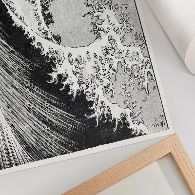Stijlvolle wandposter Honderd gezichten op de berg Fuji uit 1835 van Hokusai, vintage Japanse houtsnede