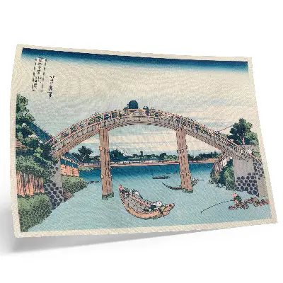 Stijlvolle wandposter met het kunstwerk Uitzicht van onder de Mannenbashi-brug in Fukagawa uit 1985 van Katsushika Hokusai