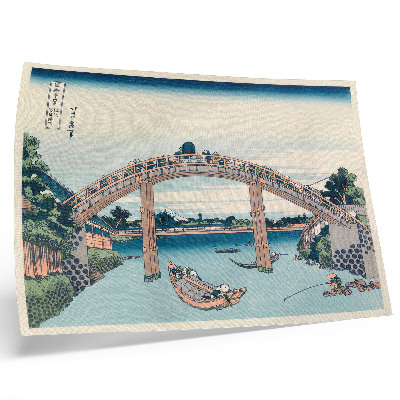 Stijlvolle wandposter Uitzicht van onder de Mannenbashi-brug in Fukagawa, 1985, door Katsushika Hokusai