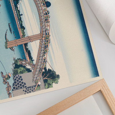 Stijlvolle wandposter Uitzicht van onder de Mannenbashi-brug in Fukagawa, 1985, door Katsushika Hokusai