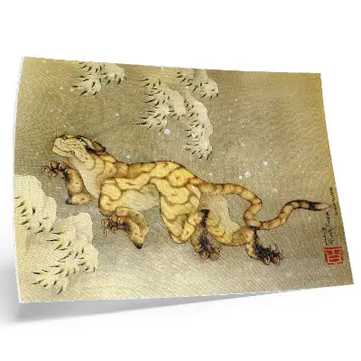 Katsushika Hokusai Tijger in de sneeuw poster moderne decoratieve wanddecoratie naar het werk uit 1849
