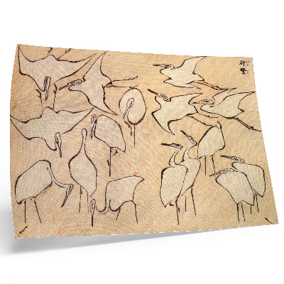 Moderne decoratieve poster Reigers van Katsushika Hokusai uit 