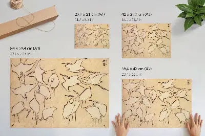 Reigers van Katsushika Hokusai moderne decoratieve poster uit Snelle lessen in vereenvoudigd tekenen (1823)