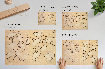 Moderne decoratieve poster Reigers van Katsushika Hokusai uit 