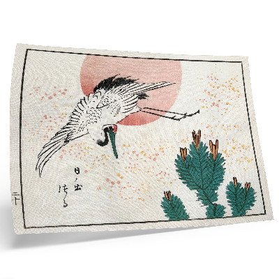Poster Houtsnede van een Japanse kraanvogel (1826-1869)