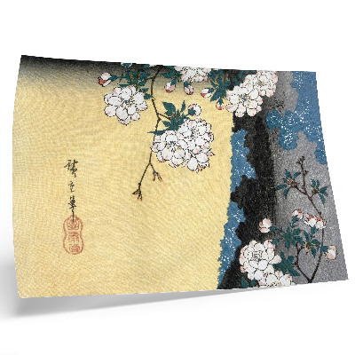 Moderne decoratieve poster Japanse kersenbloesems (1837) – vintage houtsnede van Utagawa Hiroshige