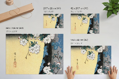 Moderne decoratieve poster Japanse kersenbloesems (1837) – vintage houtsnede van Utagawa Hiroshige