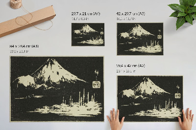 Poster Seikenji Fuji, uit de serie Spiegel van steenafdrukken van gezichten op de provincies (Kohon meihitsu ishizuri kagami)