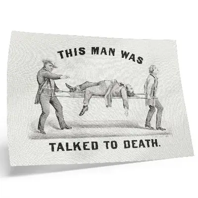 Moderne decoratieve poster archiefillustratie Deze man werd dood gepraat 1873