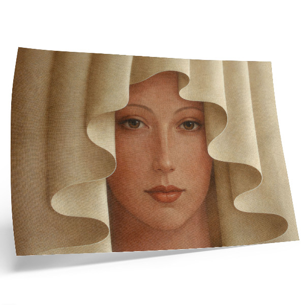 Moderne decoratieve poster Een vrouw met een golvende sluier.