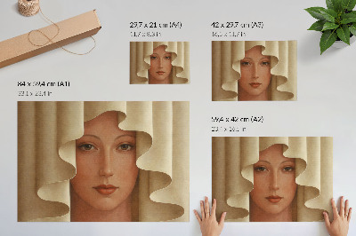Moderne decoratieve poster Een vrouw met een golvende sluier.