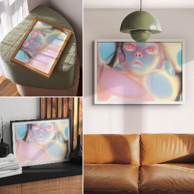 Moderne decoratieve poster Abstract portret met kleurrijke vormen