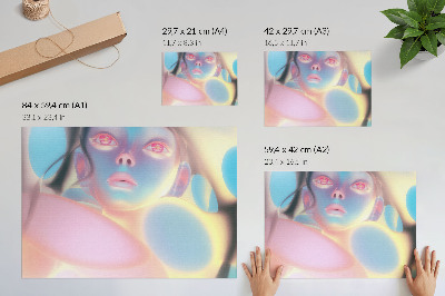 Moderne decoratieve poster Abstract portret met kleurrijke vormen