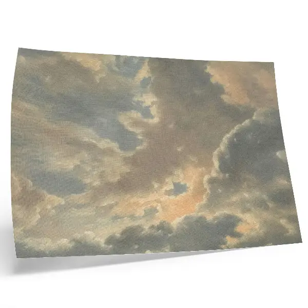 Stijlvolle wandposter wolken in de lucht in grijze en beige tinten