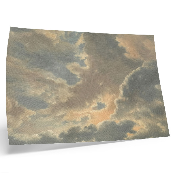 Stijlvolle wandposter Wolken in de lucht in tinten grijs en beige.