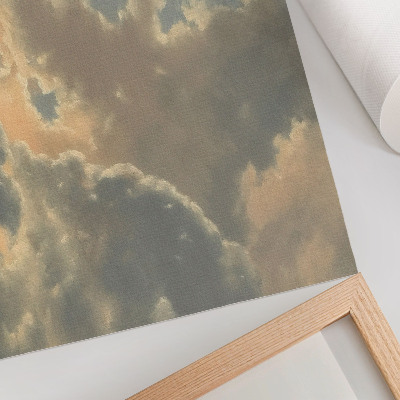 Stijlvolle wandposter Wolken in de lucht in tinten grijs en beige.