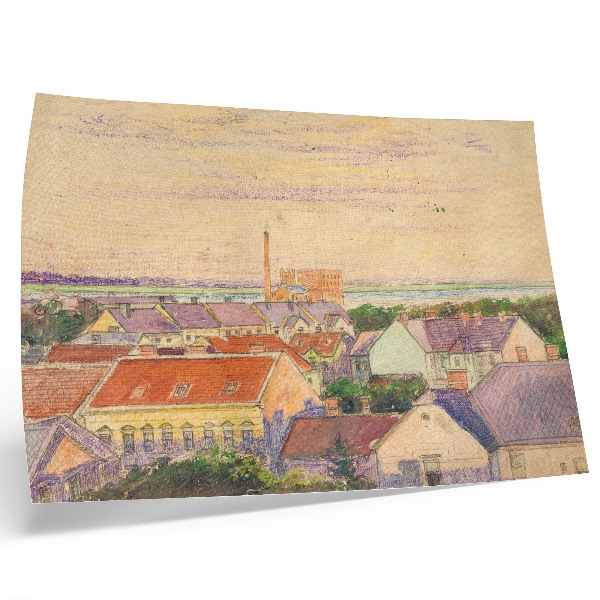 Poster Gezicht op de stad door Egon Schiele, illustratie