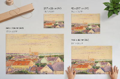 Poster Gezicht op de stad door Egon Schiele, illustratie