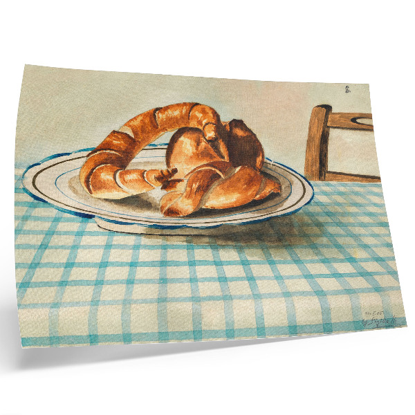 Stijlvolle wandposter Stilleven met een bord taart van Egon Schiele