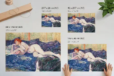 Wandposter Henri de Toulouse-Lautrec vintage erotische kunst van een naakte vrouw met ontblote borsten