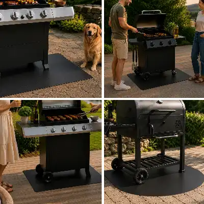 Metalen barbecuemat halfovaal 80x90 cm