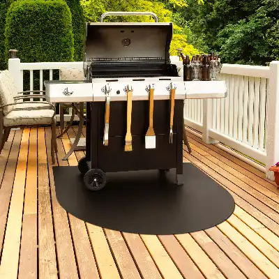 Plaat onder de barbecue halve ovaal 100x100 cm