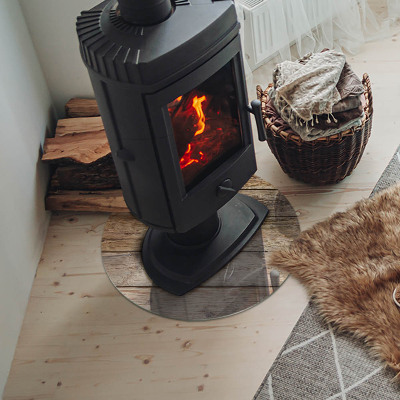 Onderplaat kachel ronde Houten plank textuur
