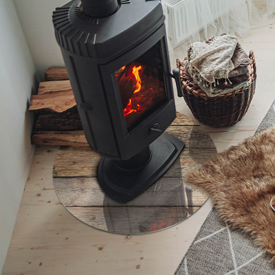 Onderplaat kachel ronde Houten plank textuur