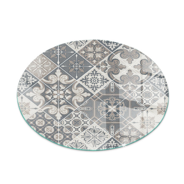 Vloerplaat voor kachel ronde Decoratief mozaïekpatroon