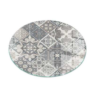 Vloerplaat voor kachel ronde Decoratief mozaïekpatroon
