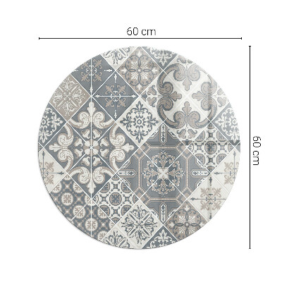Vloerplaat voor kachel ronde Decoratief mozaïekpatroon