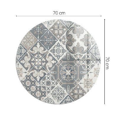 Vloerplaat voor kachel ronde Decoratief mozaïekpatroon