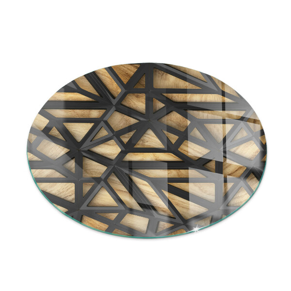 Vloerplaat voor kachel ronde Geometrie met hout