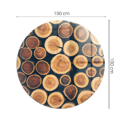 Vloerplaat voor kachel ronde Doos met gesneden hout