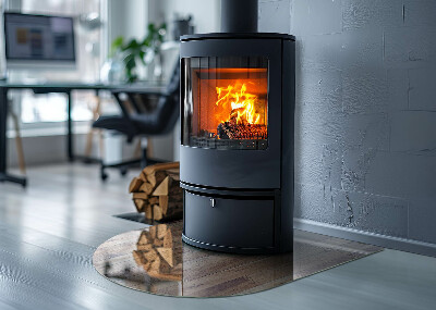 Vloerplaat openhaard semi-ovale Houten plank in de lay-out