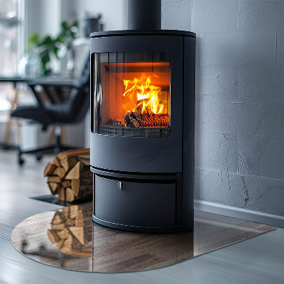 Vloerplaat openhaard semi-ovale Houten plank in de lay-out
