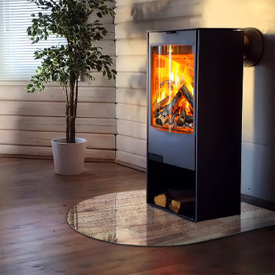 Vloerplaat openhaard semi-ovale Houten plank in de lay-out