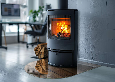 Vloerplaat openhaard semi-ovale Houten plank met nerf