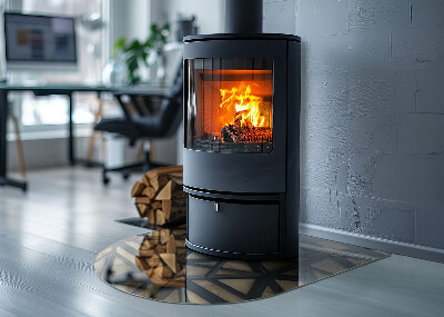 Vloerplaat openhaard semi-ovale Geometrie met hout