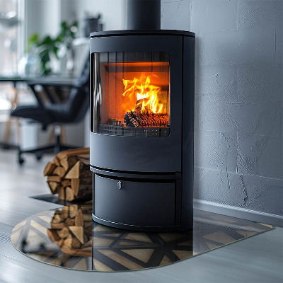 Vloerplaat openhaard semi-ovale Geometrie met hout